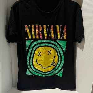 NIRVANA Black Tee with Colorful Graphic